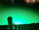 underwater green dock fishing light