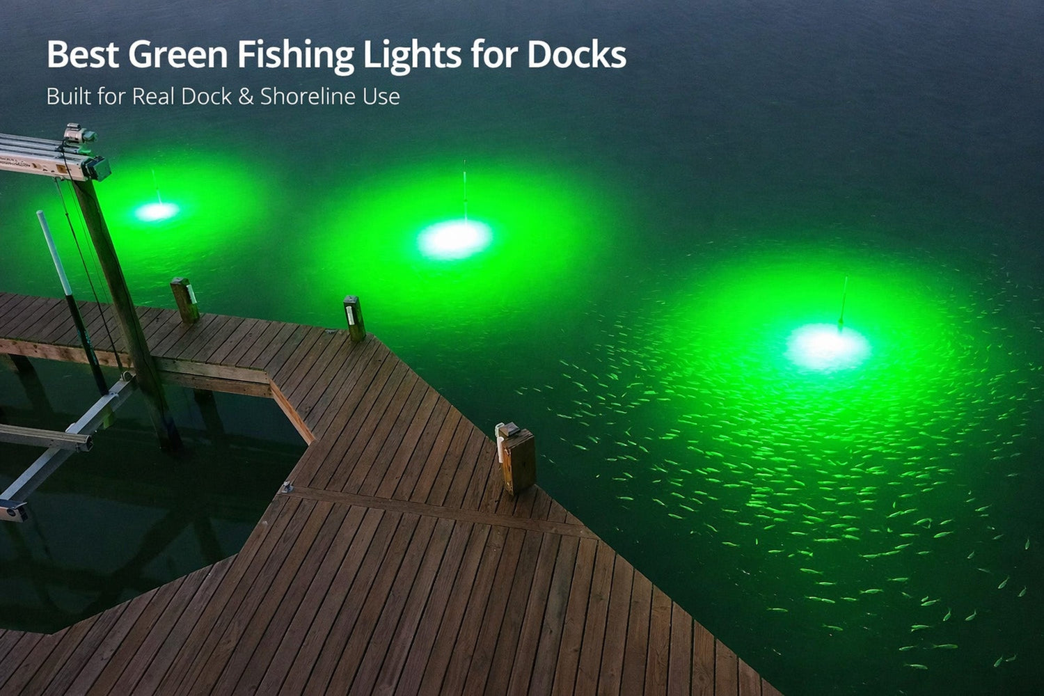 Best green fishing light for docks showing underwater green glow attracting fish at night
