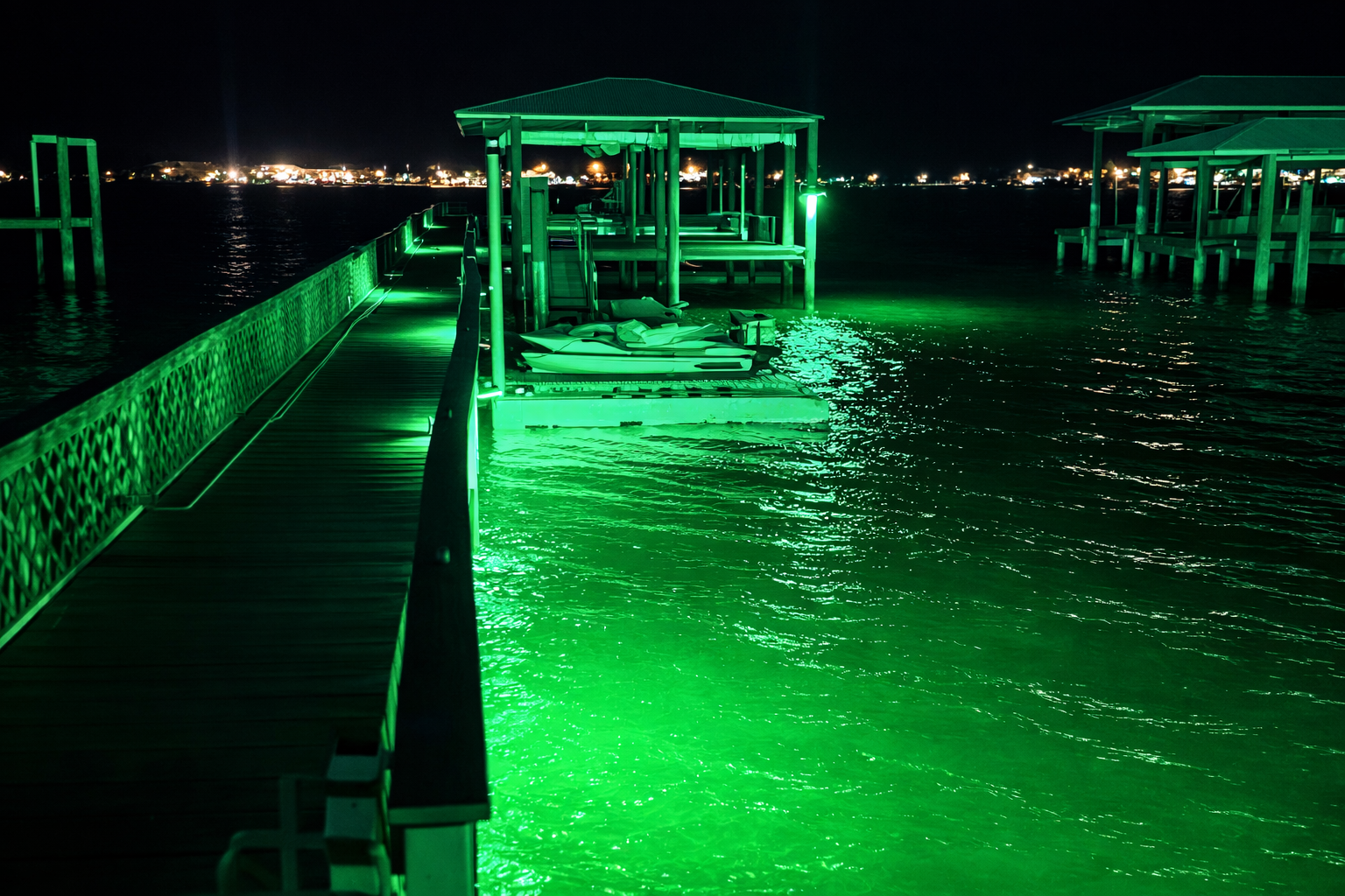 Overhead Above Water Green Fishing Lights