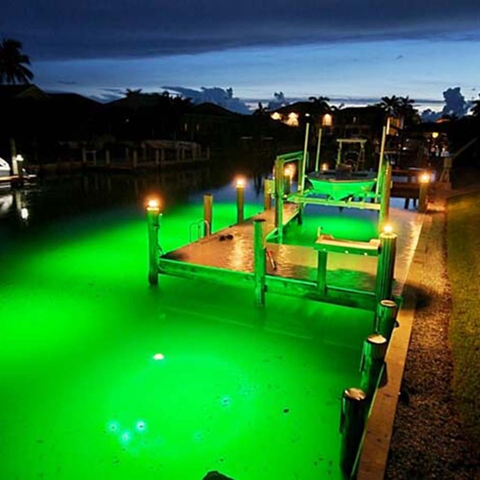 underwater green fishing lights
