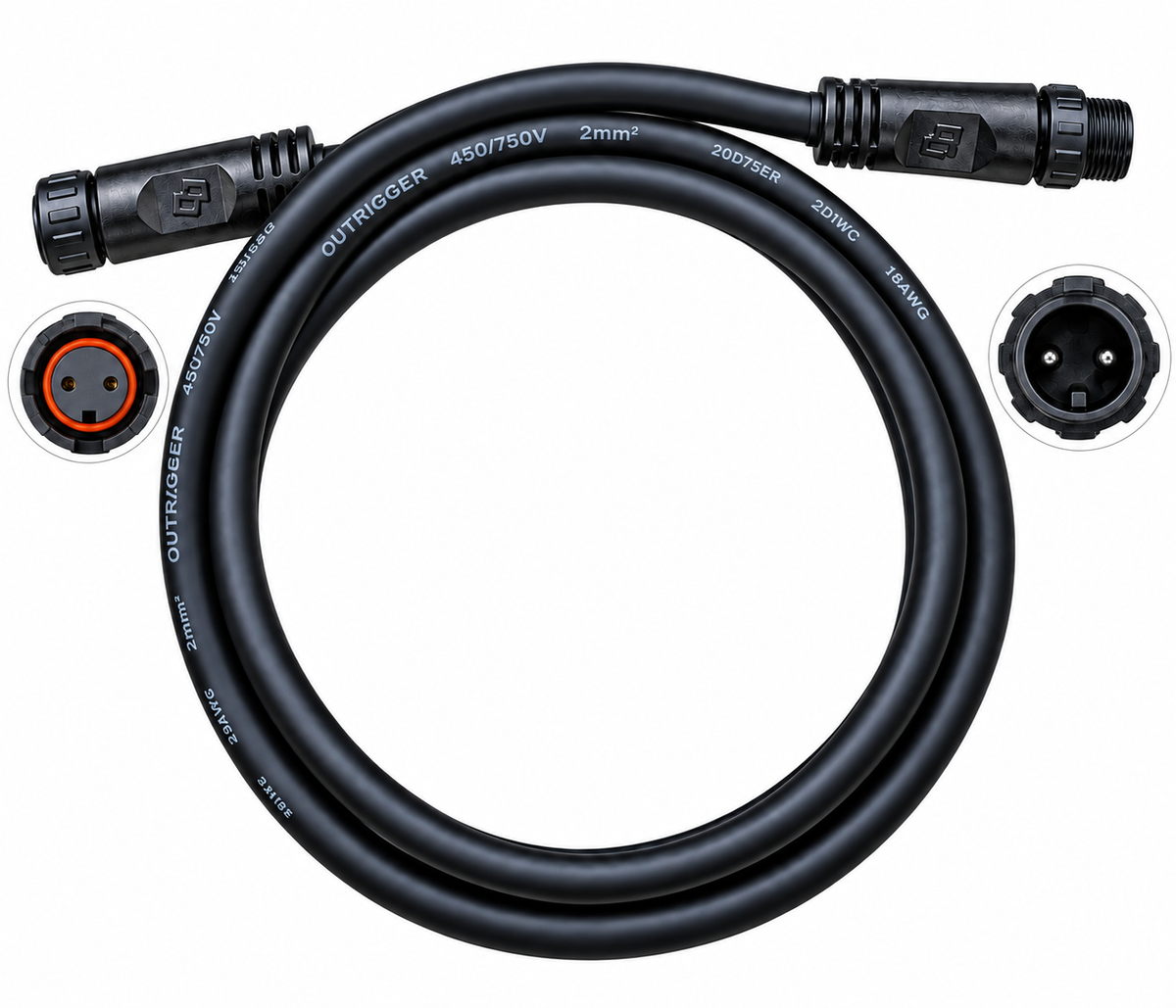 Power Extension Lead for Individual Light on Building Block Wire Harness, photo shows plug ends
