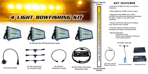 Swamp Eye HD Color Adjustable 4 Light Bowfishing Kit