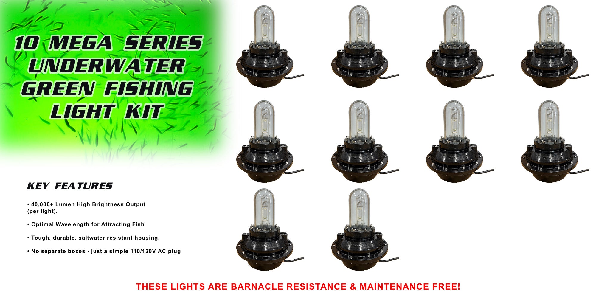 MEGA SERIES Underwater Green Fishing Light Kit