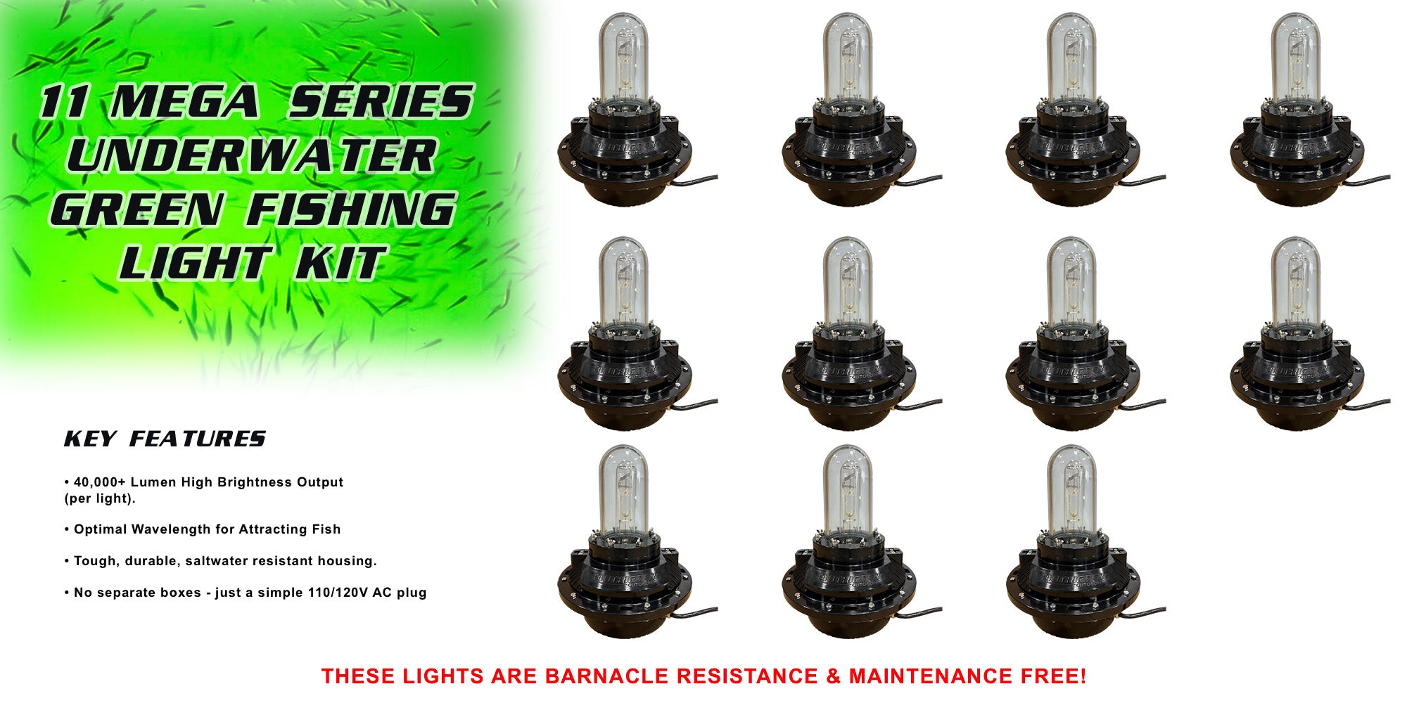 MEGA SERIES Underwater Green Fishing Light Kit