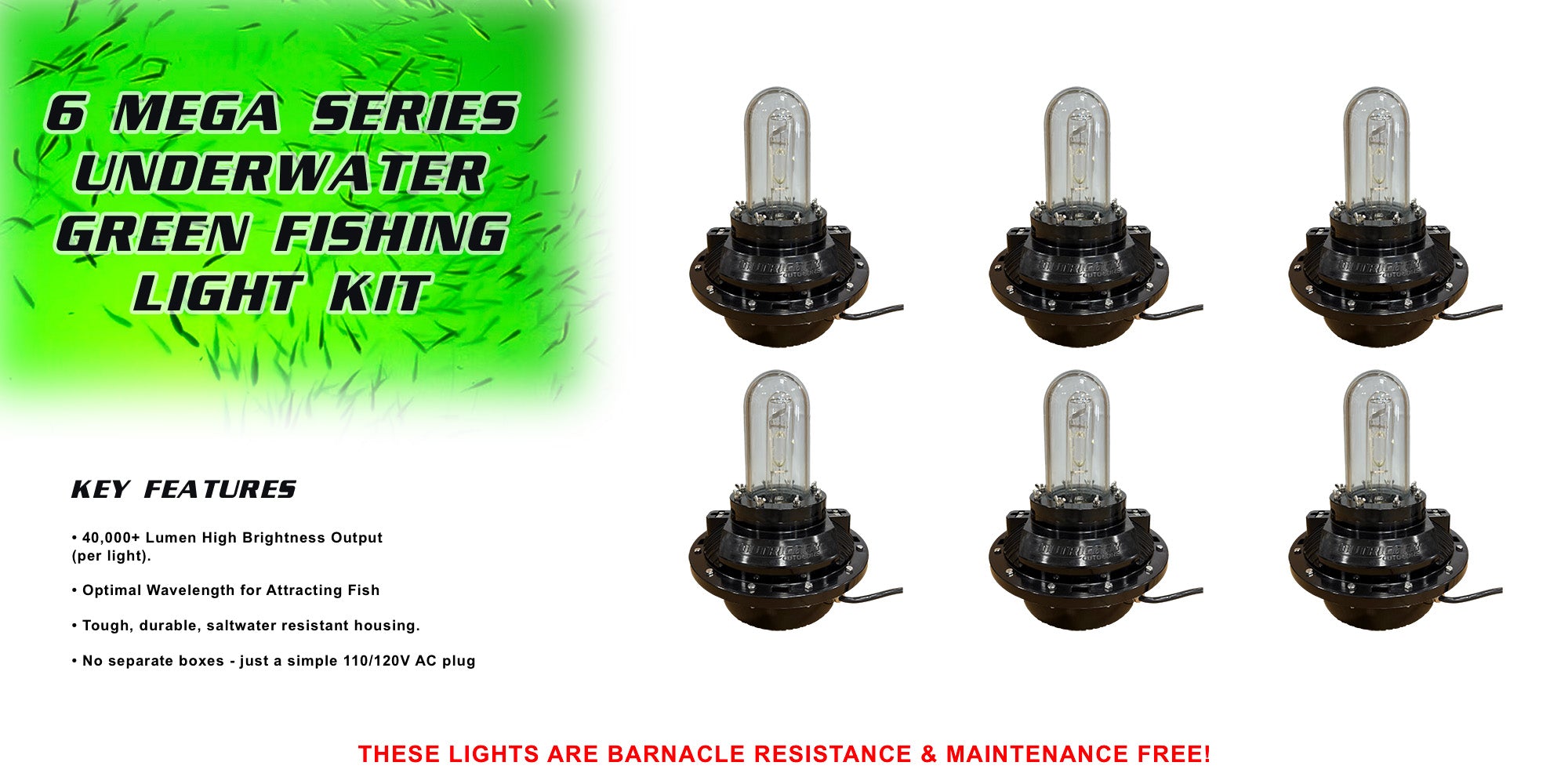 MEGA SERIES Underwater Green Fishing Light Kit