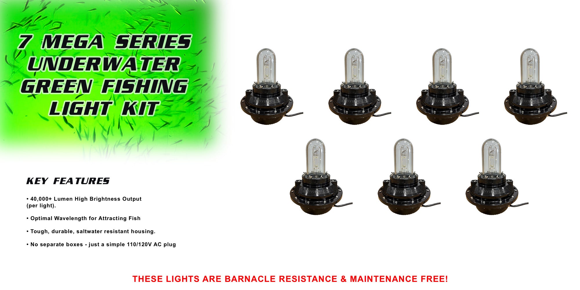 MEGA SERIES Underwater Green Fishing Light Kit
