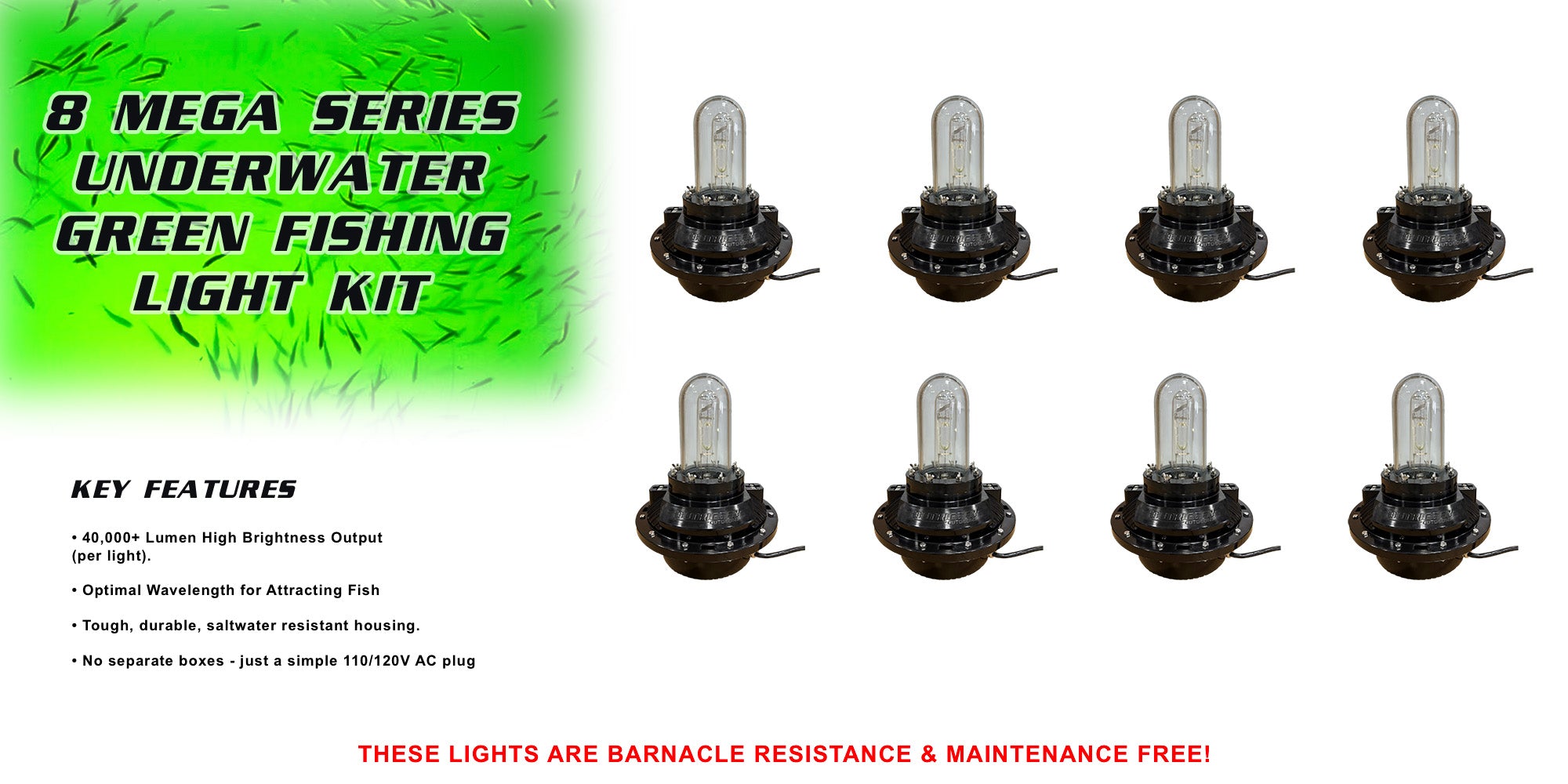 MEGA SERIES Underwater Green Fishing Light Kit