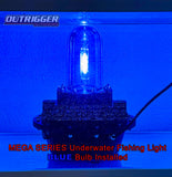 Blue underwater fishing light for boats, docks, and accent lighting, submersible night light that attracts baitfish and game fish while making waterfront homes look cool and stylish