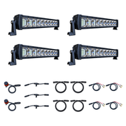 Swamp Eye Gen 2.X 4-Light LED Bowfishing Battery Kit with light bars, control dials, wiring harnesses, and battery leads