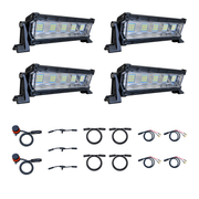 Swamp Eye Silent Series 4-Light LED Bowfishing Battery Kit with 4 lights, control dials, wiring harnesses, and battery leads