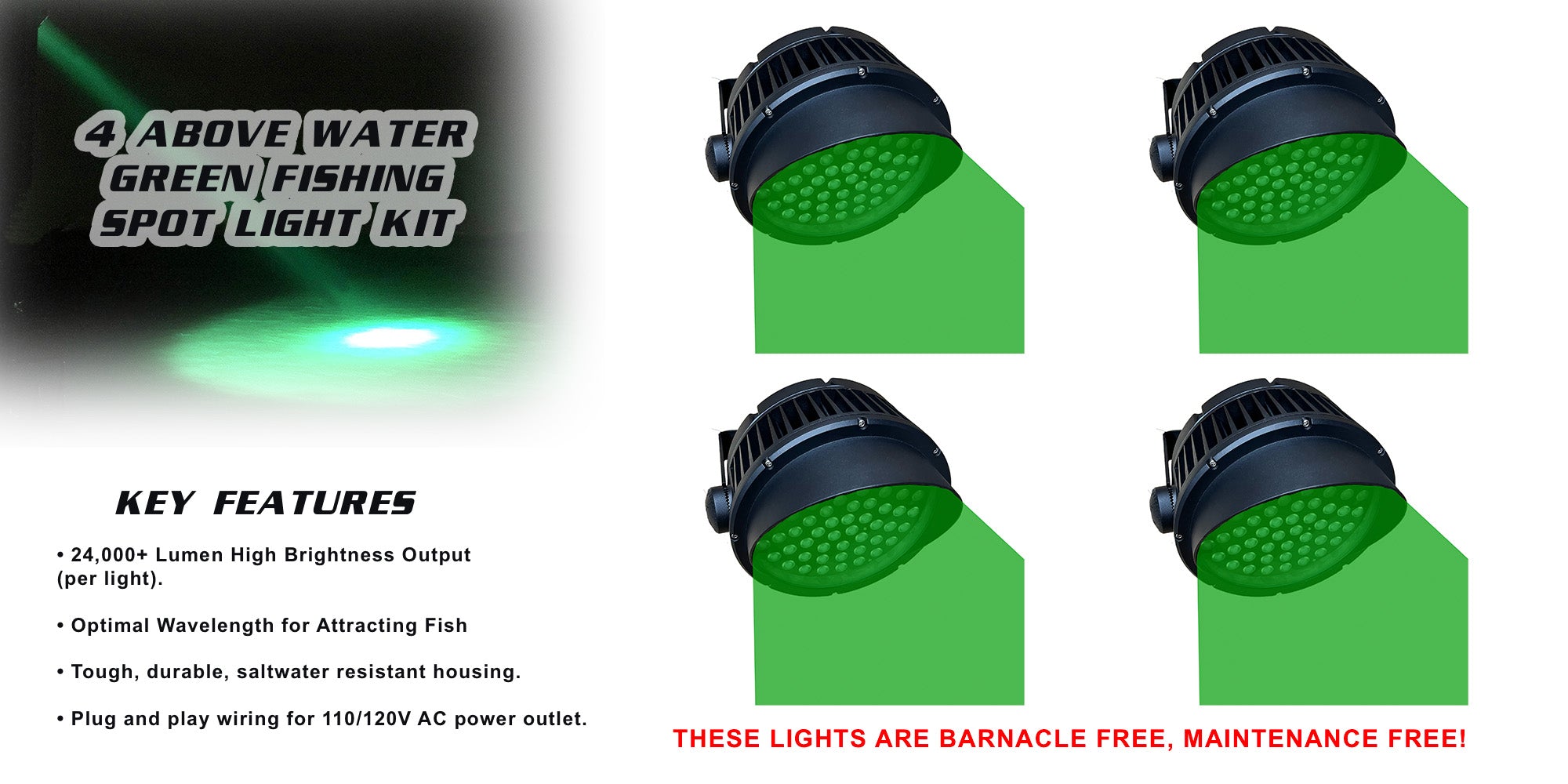 Above Water Green Fishing Spot Light Kit