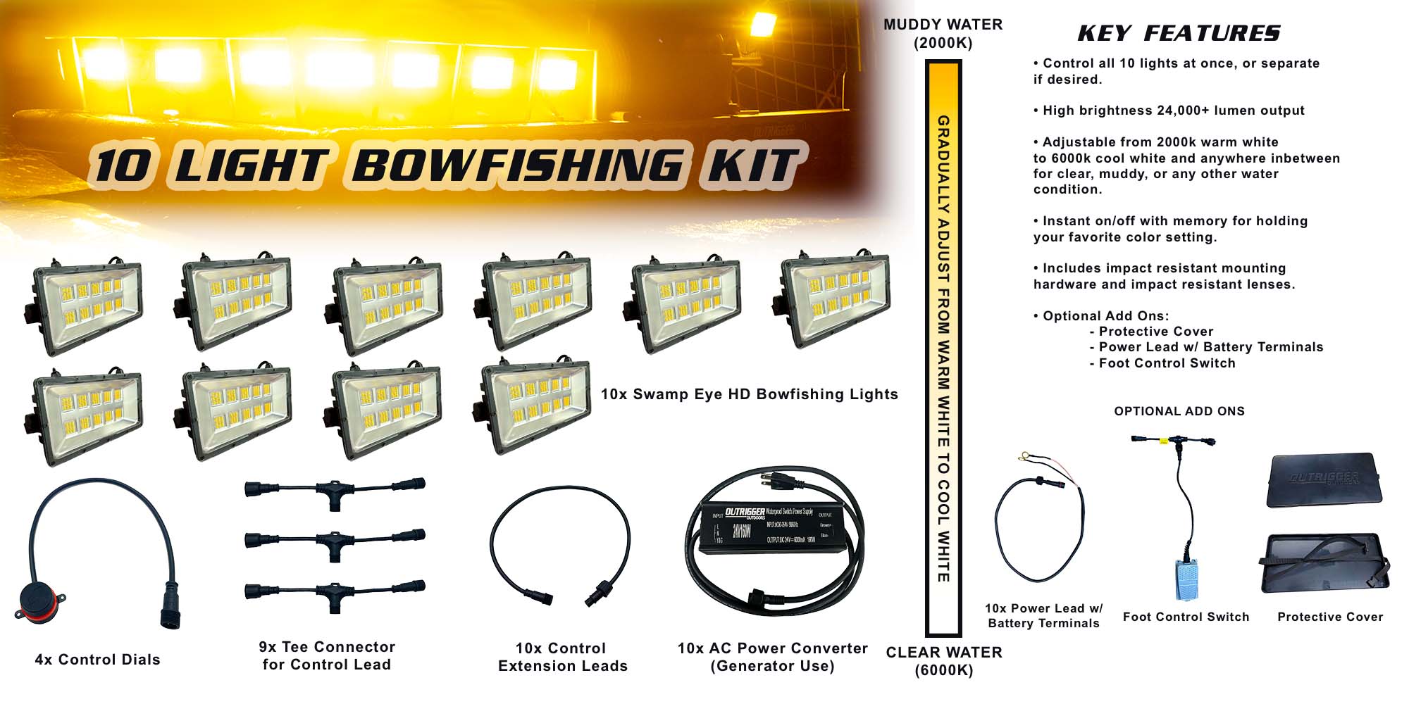 Swamp Eye HD Bowfishing Light 10 Light Kit