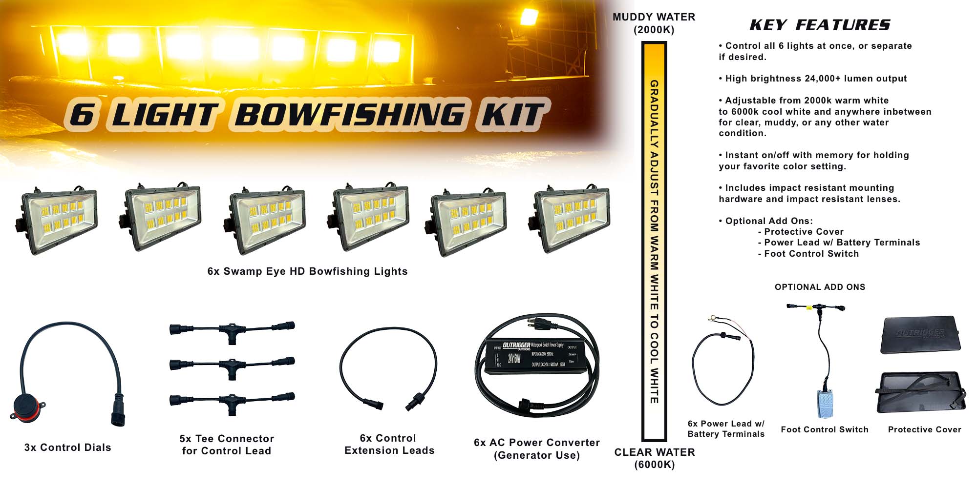 Swamp Eye HD Bowfishing Light 6 Light Kit