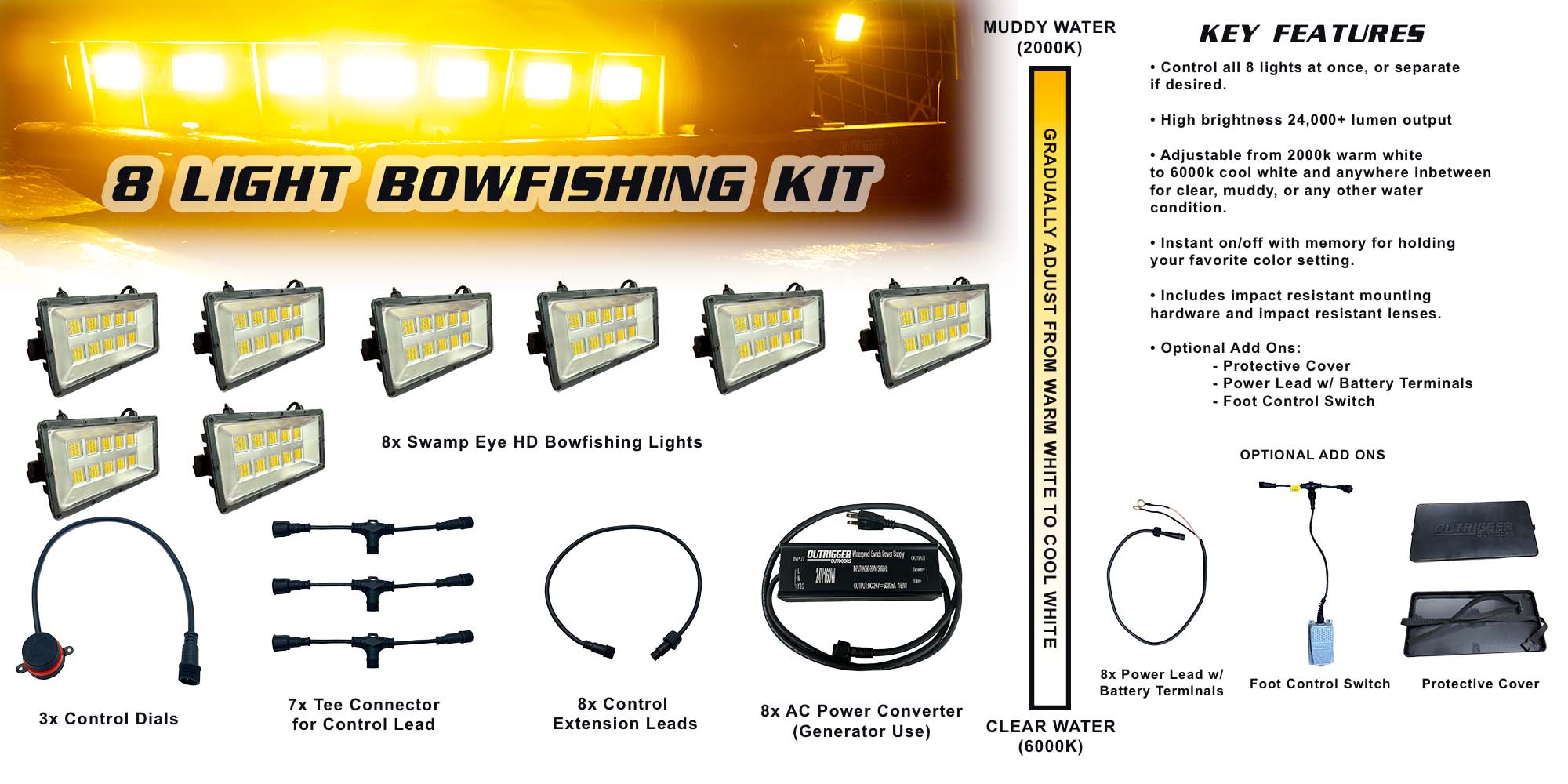 Swamp Eye HD Bowfishing Light 8 Light Kit