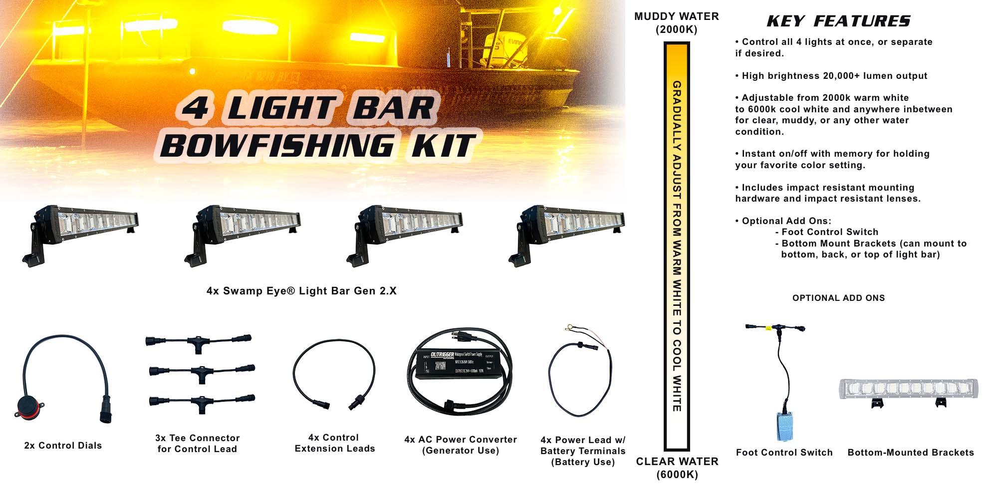 Swamp Eye® Light Bar Gen2.X Bowfishing Light Kit