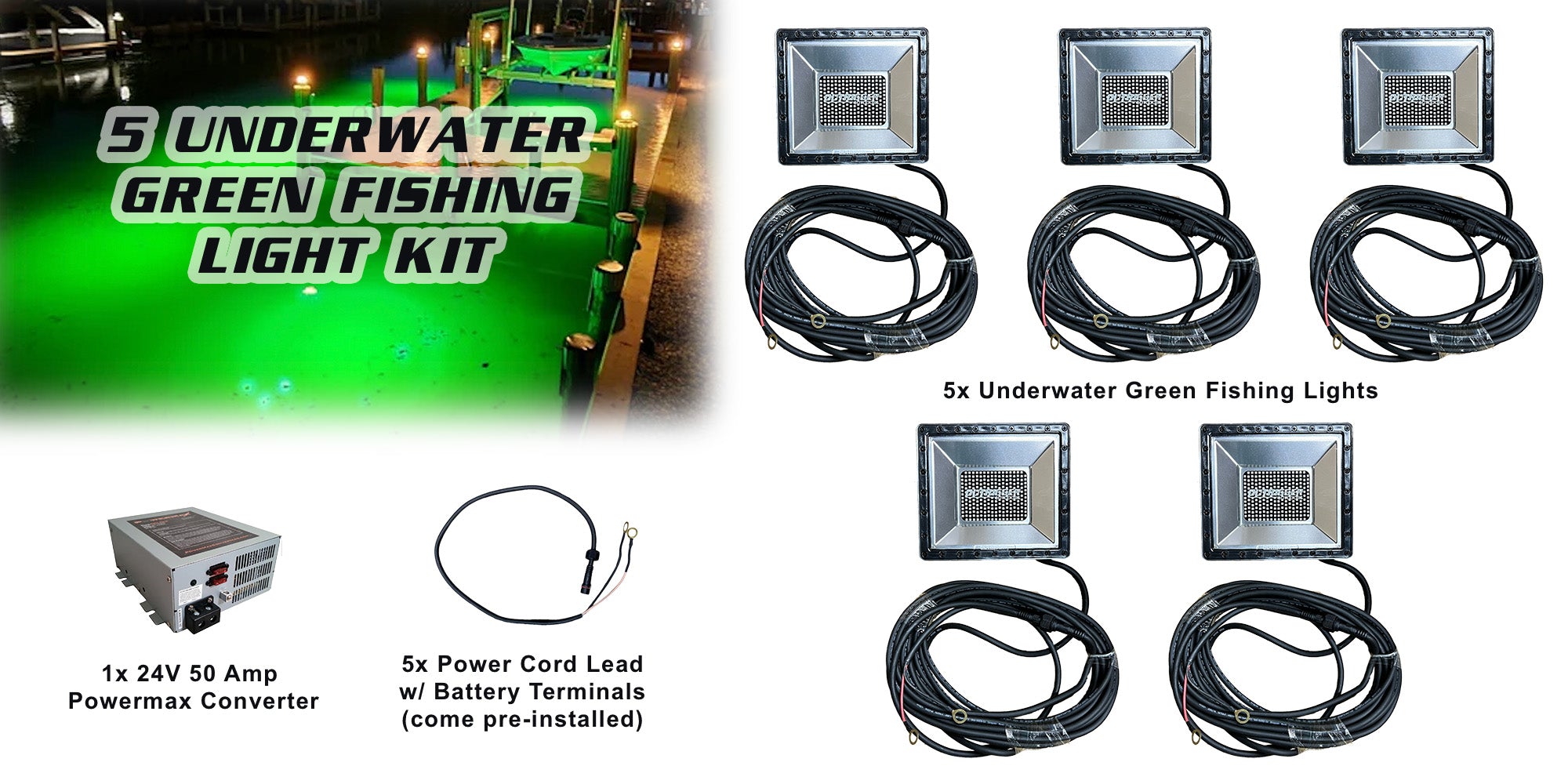 Underwater Green Fishing Light Kit